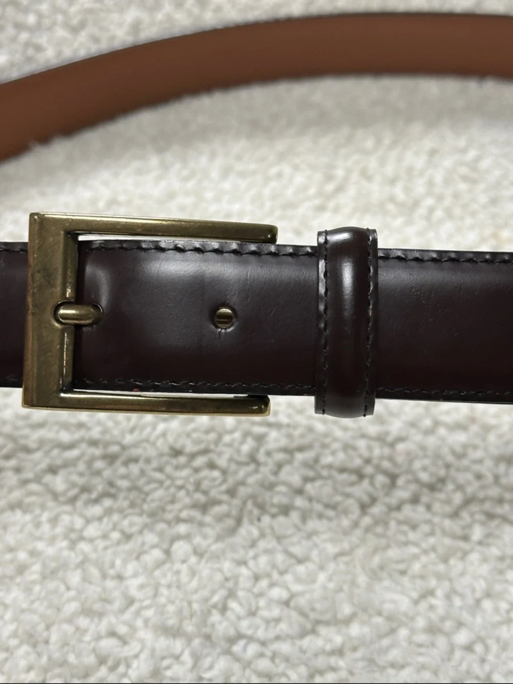 L.L. Bean Men’s Dark Brown Dress Belt, Brass Buckle, Full grain Leather 44